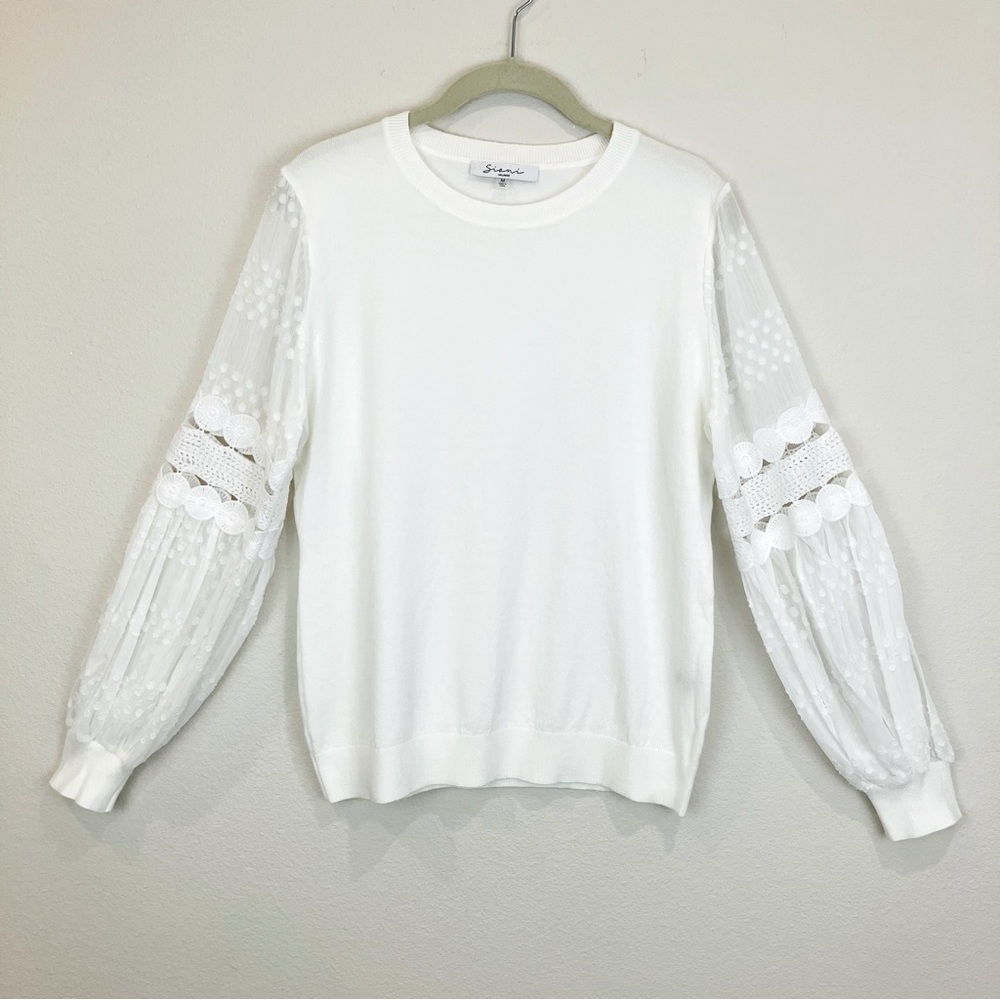 NWOT Sioni Long Sleeve Mix Media Top - Picture 2 of 8